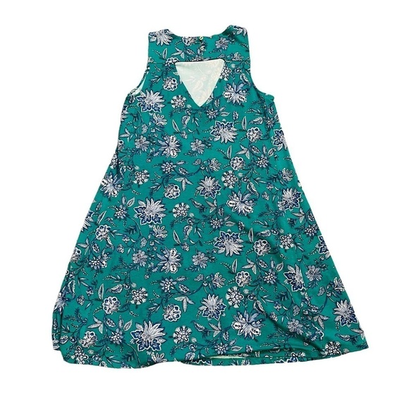 Ann Taylor LOFT Green White and Blue Floral Sleeveless Casual Swing Dress. Sz. S - Picture 8 of 10